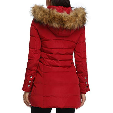Epsion Womens Hooded Thickened Long Down Jacket Winter Down Parka Puffer Jacket